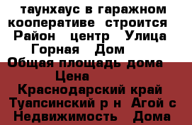 таунхаус в гаражном кооперативе (строится) › Район ­ центр › Улица ­ Горная › Дом ­ - › Общая площадь дома ­ 90 › Цена ­ 850 000 - Краснодарский край, Туапсинский р-н, Агой с. Недвижимость » Дома, коттеджи, дачи продажа   . Краснодарский край